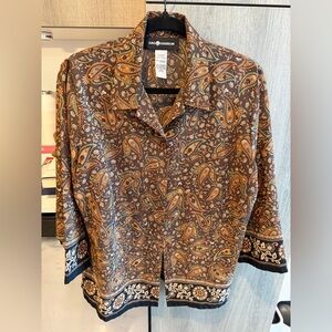 Sag Harbor Brown Paisley Button-Down Shirt with Teal and Tan Accents